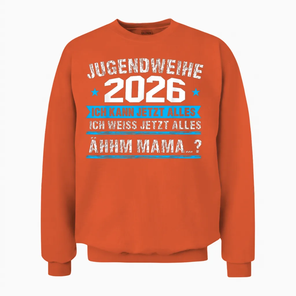 Jugendweihe 2026 Mädchen Junge Unisex Sweatshirt in Orange