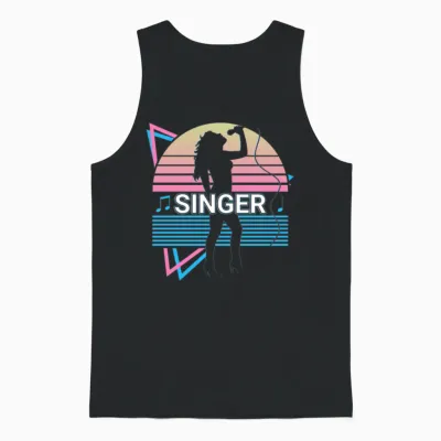 Singer Singing Retro Unisex Tank Top - Black