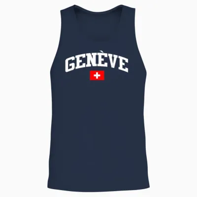 Flag Switzerland Geneva Country Switzerland Present Unisex Tank Top - Navy