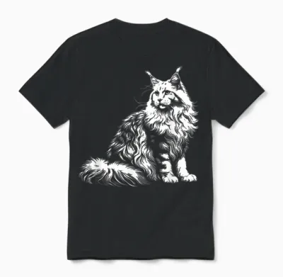 Cat Dad Mom Lover - Monochromatic Maine Coon T-Shirt, Black, S Unisex T-Shirt - Black