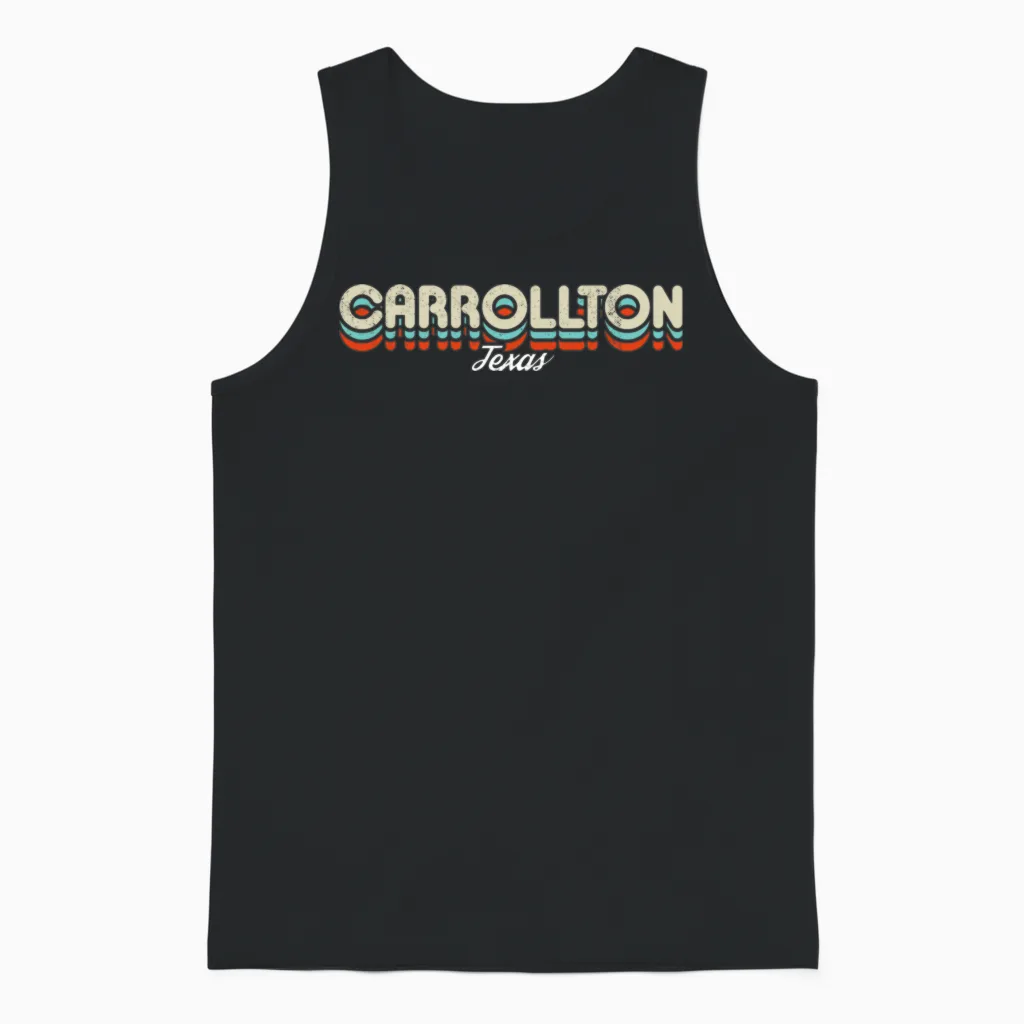 Retro Carrollton Texas Unisex Tank Top - Black