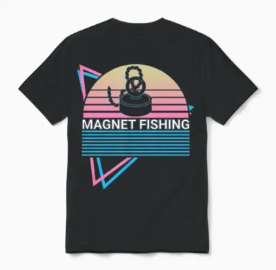 Magnet Fishing Retro Unisex T-Shirt - Black