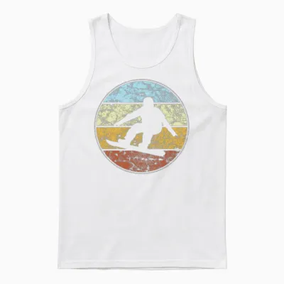 Snowboarding Retro Unisex Tank Top - White