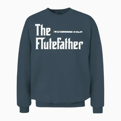 The Flutefather Flute Dad Music Marching Band Unisex Sweatshirt - Dark Heather