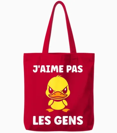 Funny Duck Cute Grunt Funny I Love Not People Tote Bags - Red