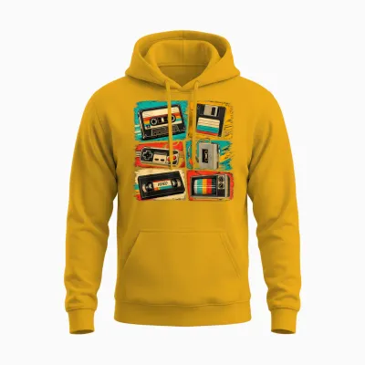Lustiges Vintage Retro Outfit 80er Jahre T-Shirts Für Herren 90er Jahre Grafik Unisex Hoodie - Gold