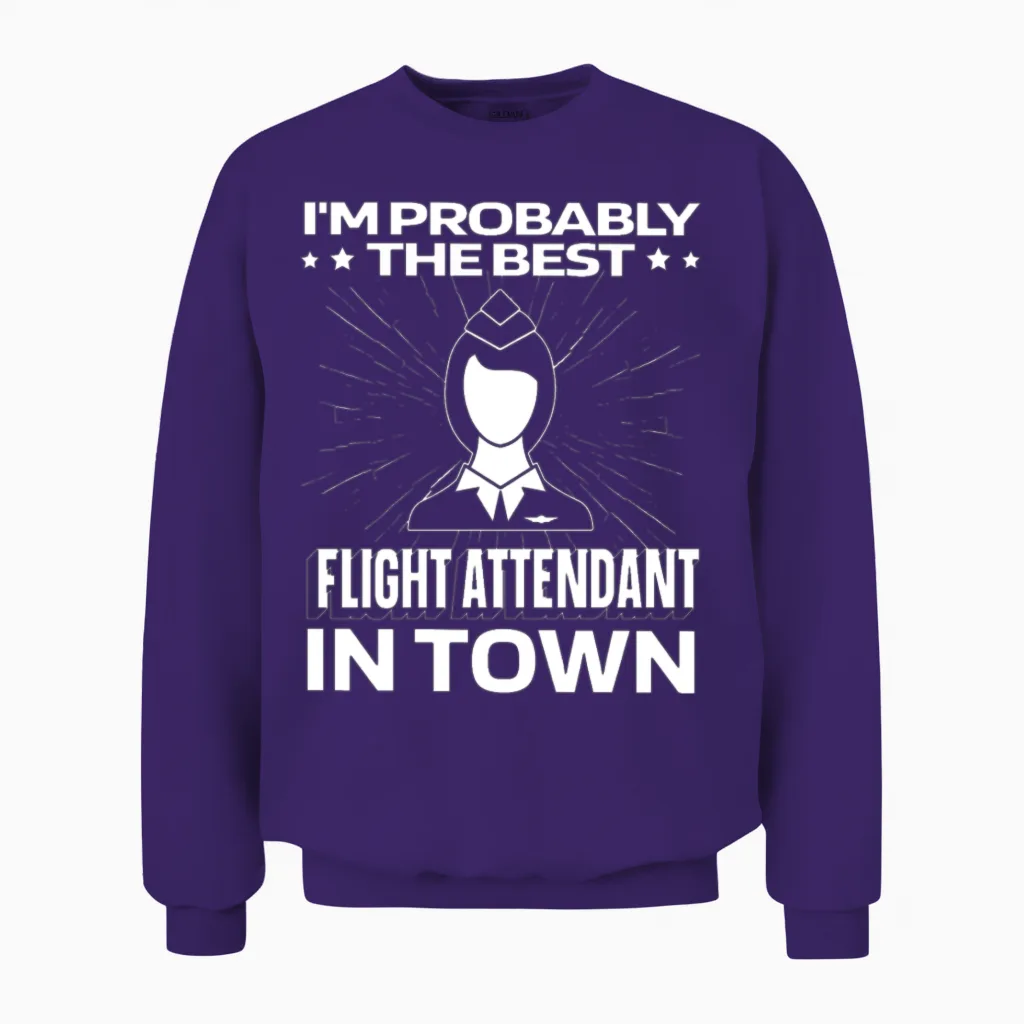 Flight Attendant Funny Unisex Sweatshirt in Purple