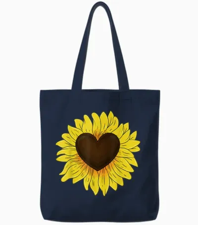 Sonnenschein Sonnenblumen Herz Blumen Gelbe Sonnenblume Tote Bags - Navy