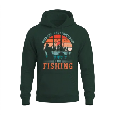 I Go Fishing Funny Fisher Fisherman Gift Unisex Hoodie - Forest