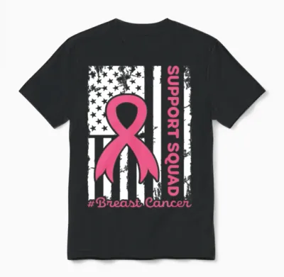 Support Squad Breast Cancer Awareness Unisex T-Shirt - Black