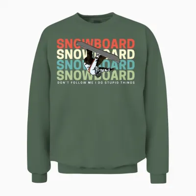 Snowboard Skiing Retro Cool Unisex Sweatshirt - Military Green