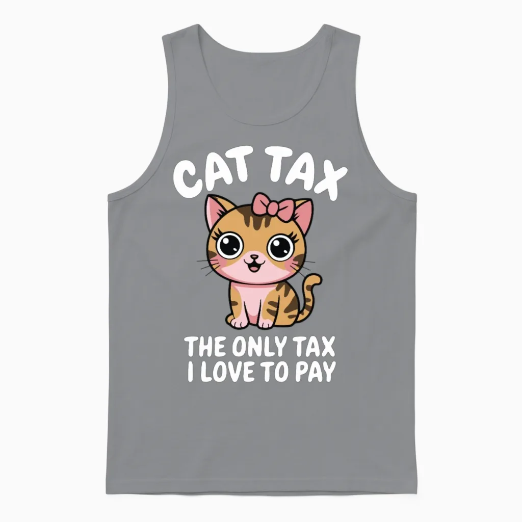 Cat Tax Paid Meme - Funny Cute Cat Lover Gift Unisex Tank Top in Sport Grey
