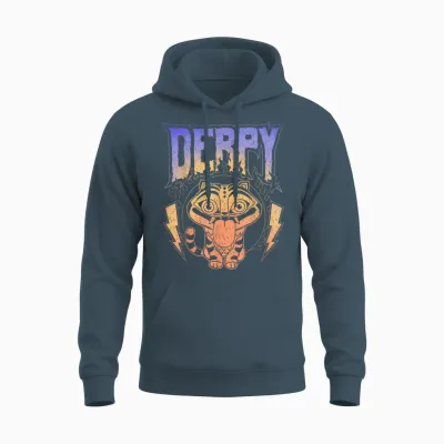 Kpop Demon Hunters Derpy Retro Metal Band Style Logo Unisex Hoodie - Dark Heather