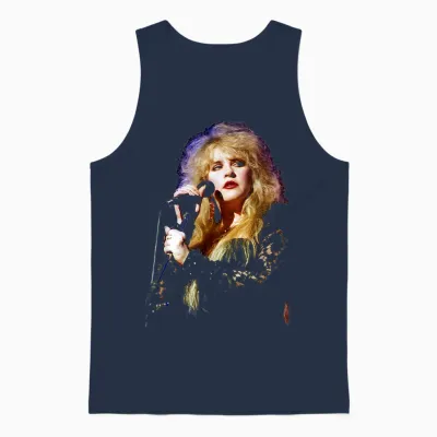 Stevie Nicks Fleetwood Mac Sänger Live 1990 Unisex Tank Top - Navy