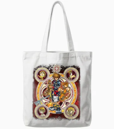 Disney Kingdom Hearts Group Shot Circles Tote Bags - White