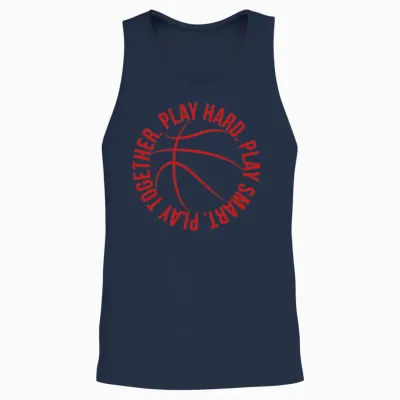 Play Smart Play Hard Play Together Basketball Team Unisex Tank Top - Navy