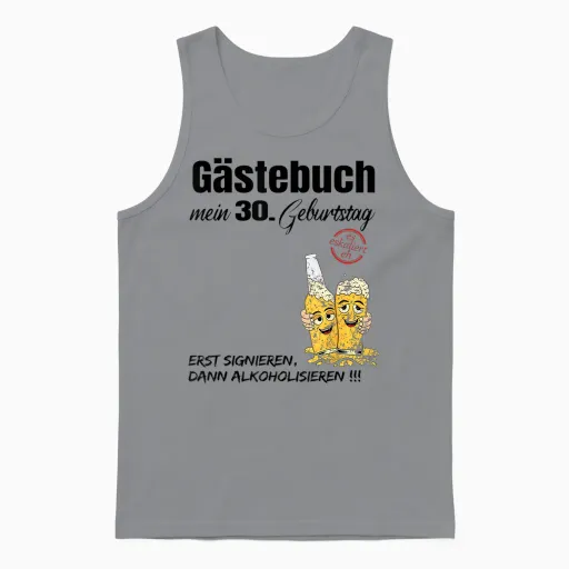 Guest Book 30th Birthday Man Woman Funny 30th Birthday Decoration T-Shirt, White Unisex Tank Top - Sport Grey