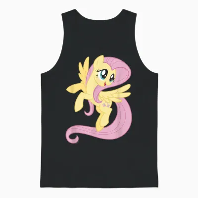 My Little Pony: Friendship Is Magic Big Fluttershy Portrait T-Shirt, Blue Unisex Tank Top - Black