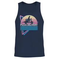 Pizza Delivery Retro Unisex Tank Top - Navy – 2