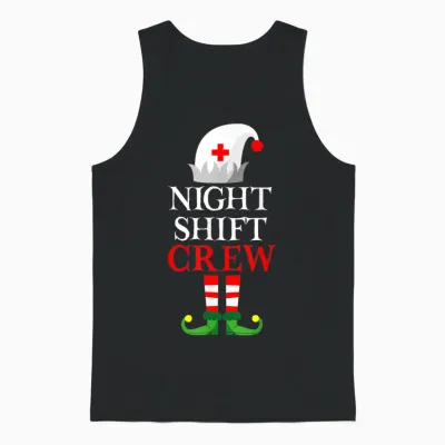 Elf Nursing Shirt Women, Christmas Nurse Night Shift Crew Unisex Tank Top - Black
