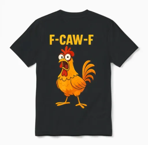 Funny Chicken F-Caw-F Cartoon Fcawf Unisex T-Shirt - Black