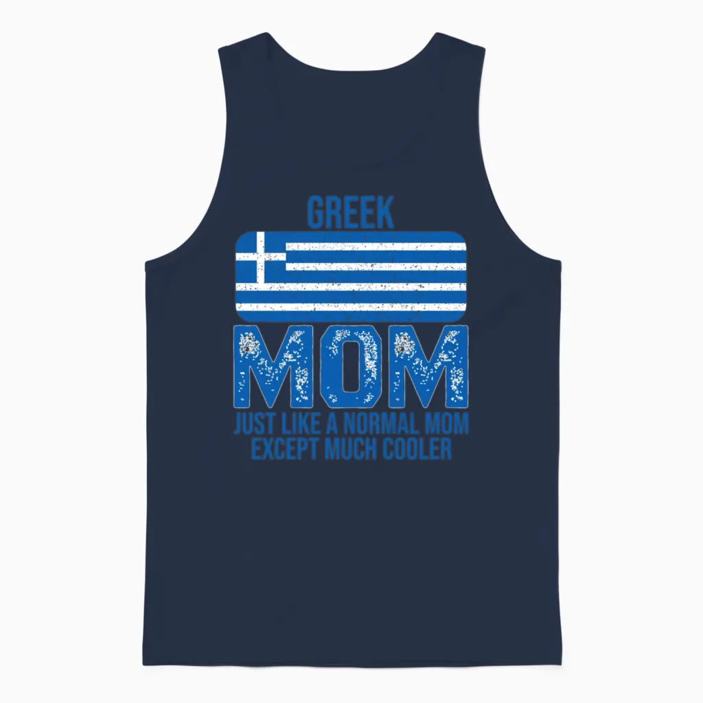 Greek Mom Greece Flag for Mother's Day Unisex Tank Top in Navy