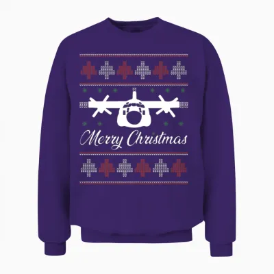 C-130 Hercules Airplane Ugly Christmas Unisex Sweatshirt - Purple