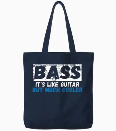 Bass It's Like Guitar but Much Cooler Tote Bags - Navy