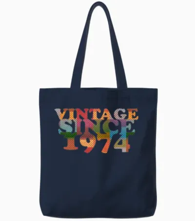 1974 Vintage Tote Bags - Navy