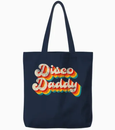 Disco Costume 70s Vintage Men Women Retro Disco Daddy Tote Bags - Navy