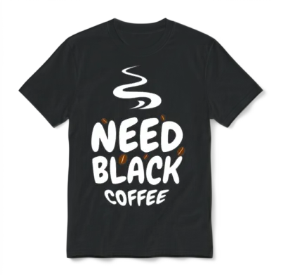 Need Black Coffee - Humor T-Shirt, Funny T-Shirt,r Unisex T-Shirt - Black