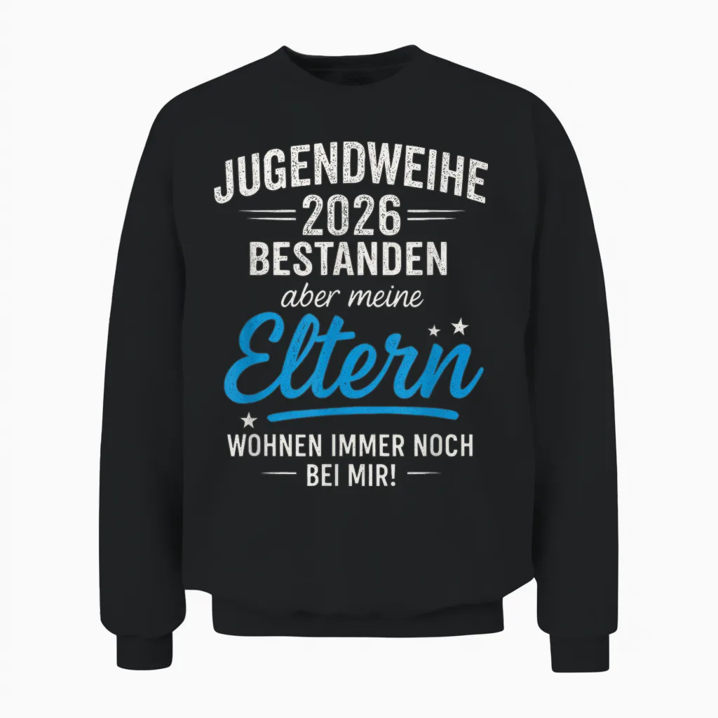 Jugendweihe 2026 Bestanden Aber Meine Eltern T-Shirt, Black, S Unisex Sweatshirt in Black
