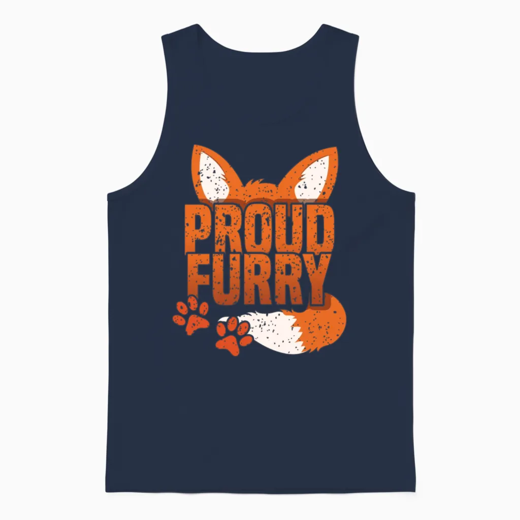 Proud Furry Tail Ear Furry Person Fox Cosplay Unisex Tank Top in Navy