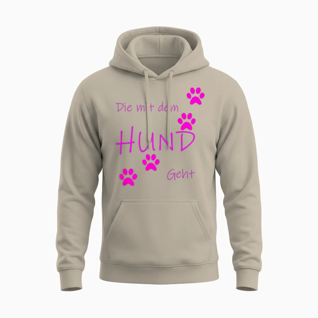 Die Mit Dem Hund Geht T-Shirt, Black Unisex Hoodie in Sand