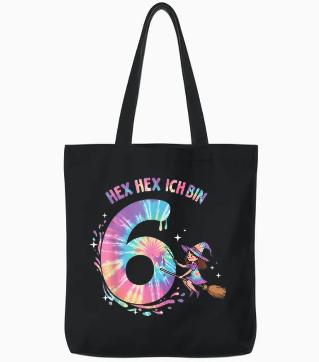 Hex I Am 6 Witches Birthday Gifts for Girls T-Shirt, Black Tote Bags in Black