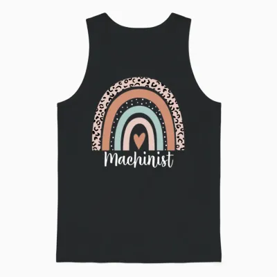 Machinist Rainbow Leopard Funny Machinist Unisex Tank Top - Black