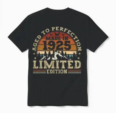 Jahrgang 1925 Retro Vintage Unisex T-Shirt - Black