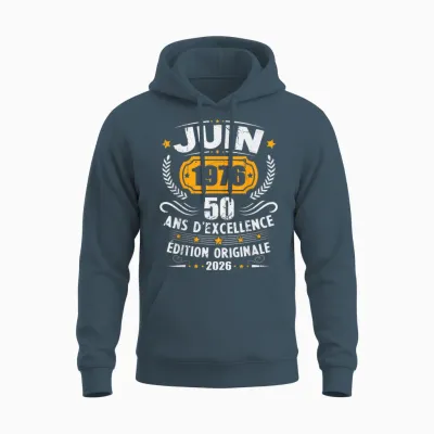 Vintage Juin 1976 Cadeau Anniversaire 50 Ans Hommes Femmes Unisex Hoodie - Dark Heather