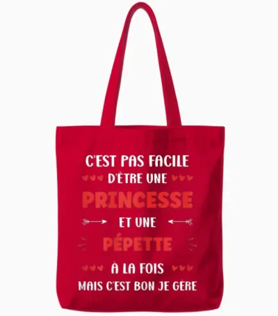 Super Pépette First Name Funny Girl Princess Pépette Tote Bags - Red