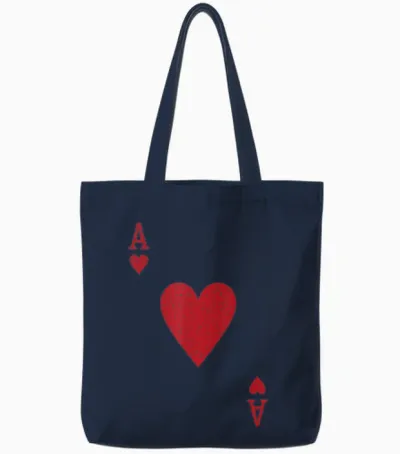 Ace Heart Card Poker Vegas T-Shirt Fancy Dress Costume Tote Bags - Navy