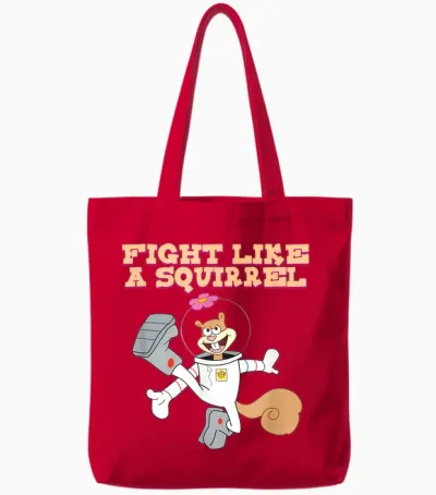 Sandy Cheeks - Fight Like a Squirrel Tote Bags - Red