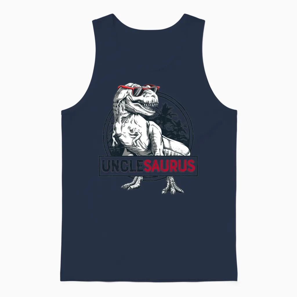 Unclesaurus T Shirt T Rex Uncle Saurus Dinosaur Unisex Tank Top in Navy
