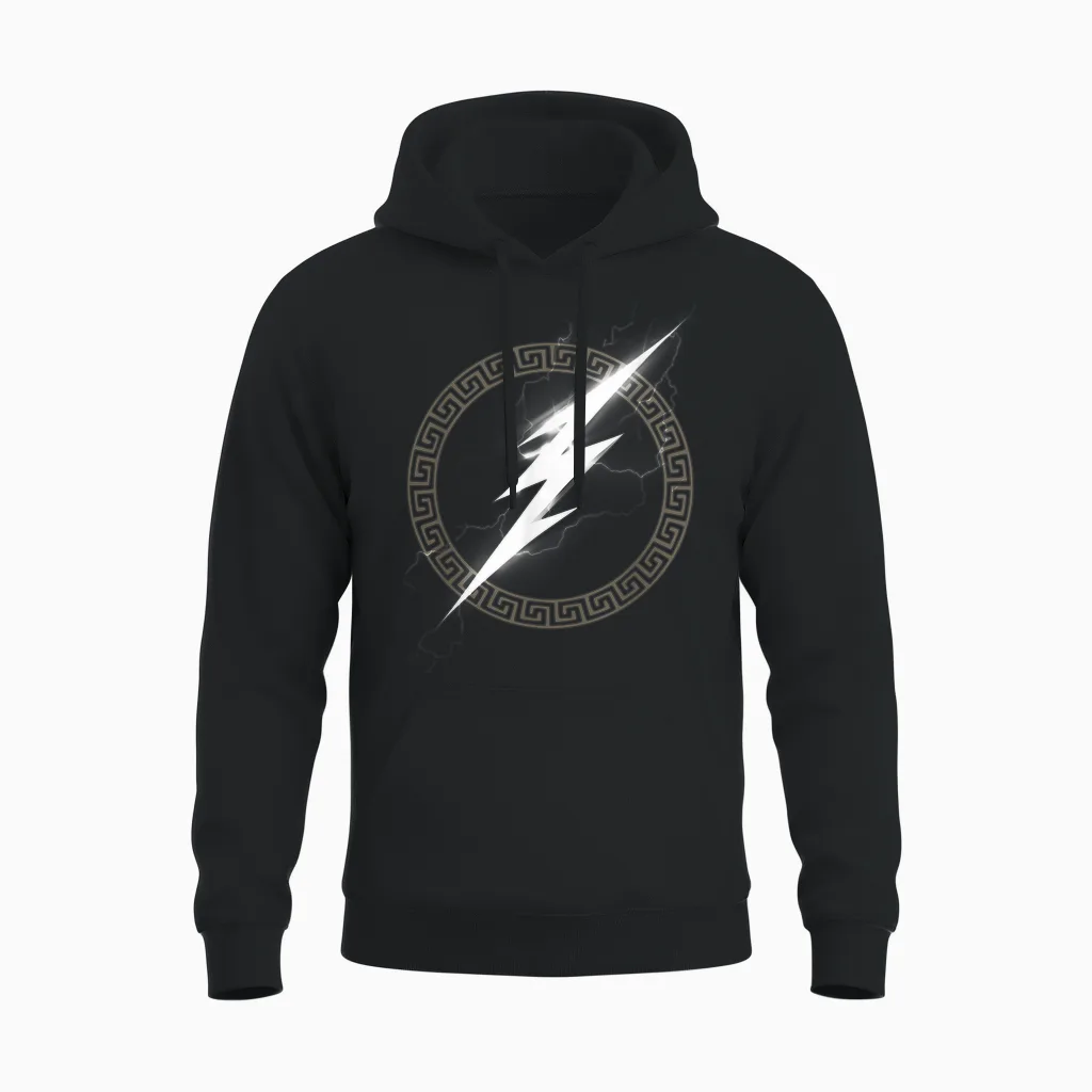 Zeus, Ancient Greek God, Lightning Symbol T-Shirt, Black, S Unisex Hoodie in Black
