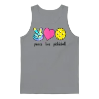 Peace Love Pickleball Womens Funny Pickleball Unisex Tank Top - Sport Grey – 1