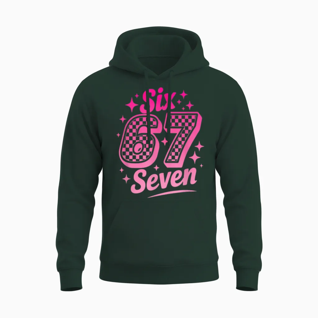 67 Six Seven 6-7 Sweet Italian Brainrot Kids Meme Unisex Hoodie in Forest