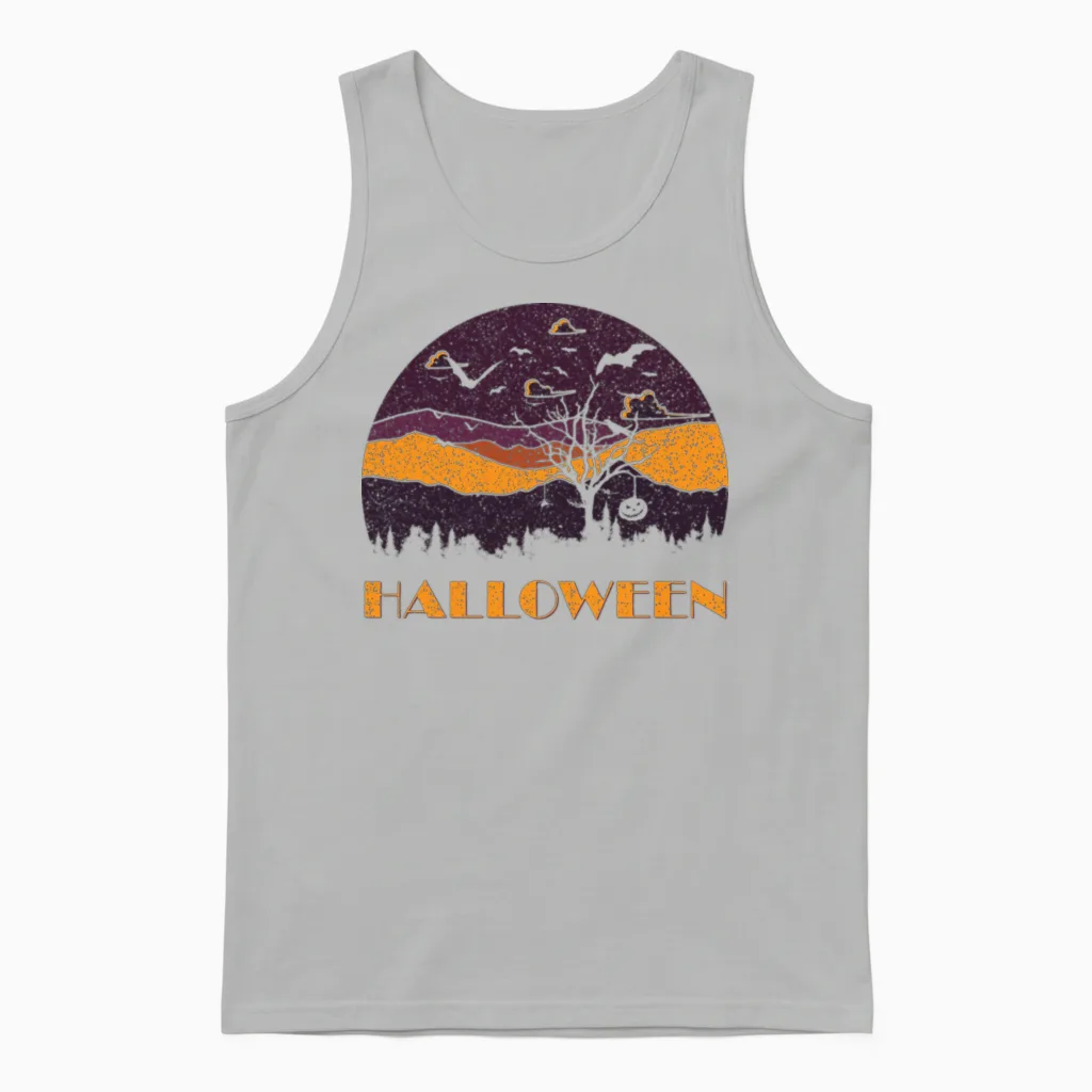 Halloween Distressed Retro Design Unisex Tank Top - Ash