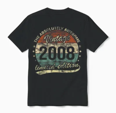 18th Birthday 2008 the Absolutely Awesome Vintage Boy Girl Unisex T-Shirt - Black