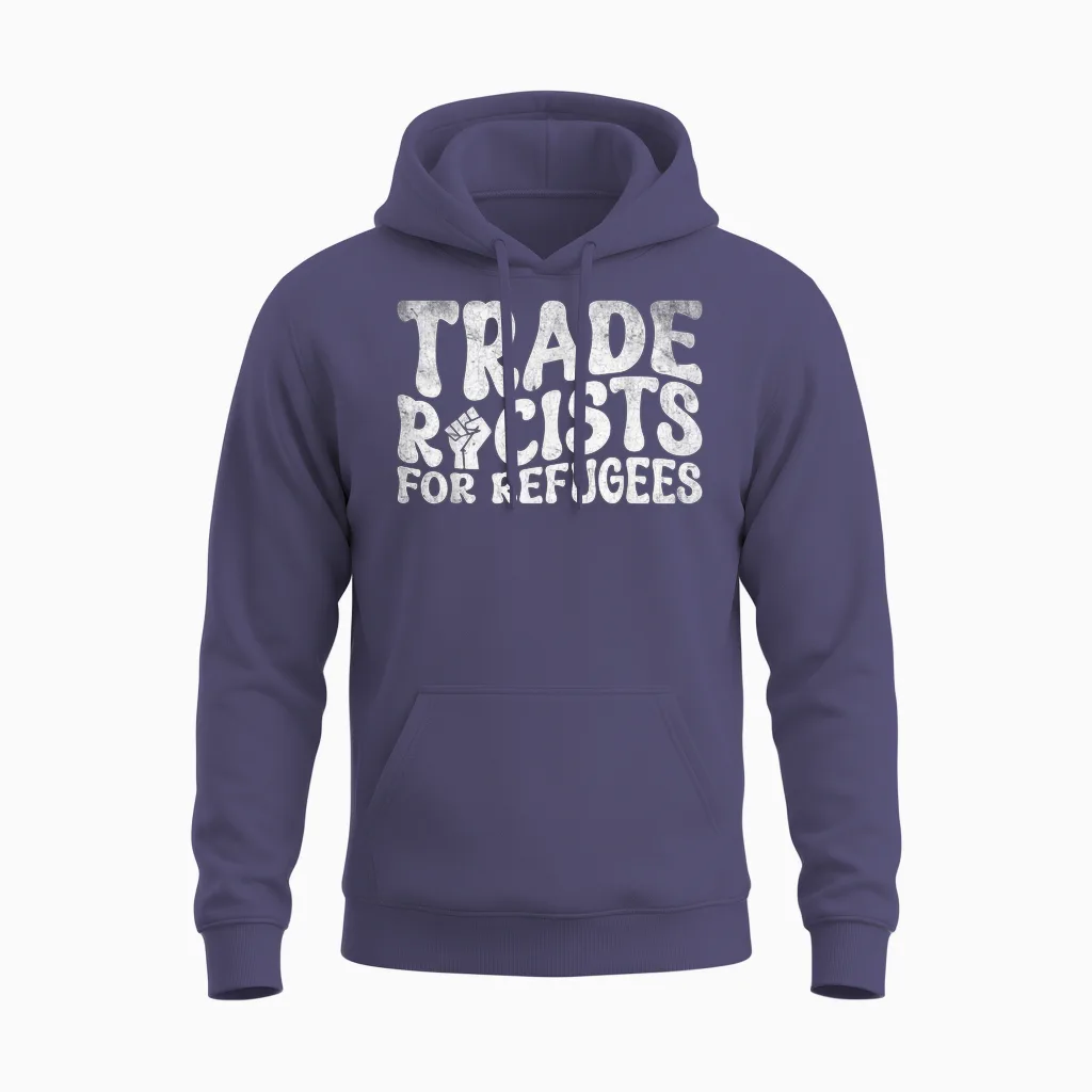 Racists Anti-Racism for Refugees Unisex Hoodie in Heather Sport Dark Navy