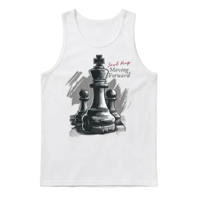Chess Just Keep Moving Forward Unisex Tank Top - White