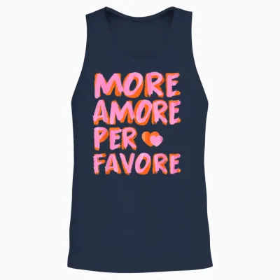 More Amore per Favore X Mehr Liebe - Selbstliebe Selflove T-Shirt, White Unisex Tank Top - Navy